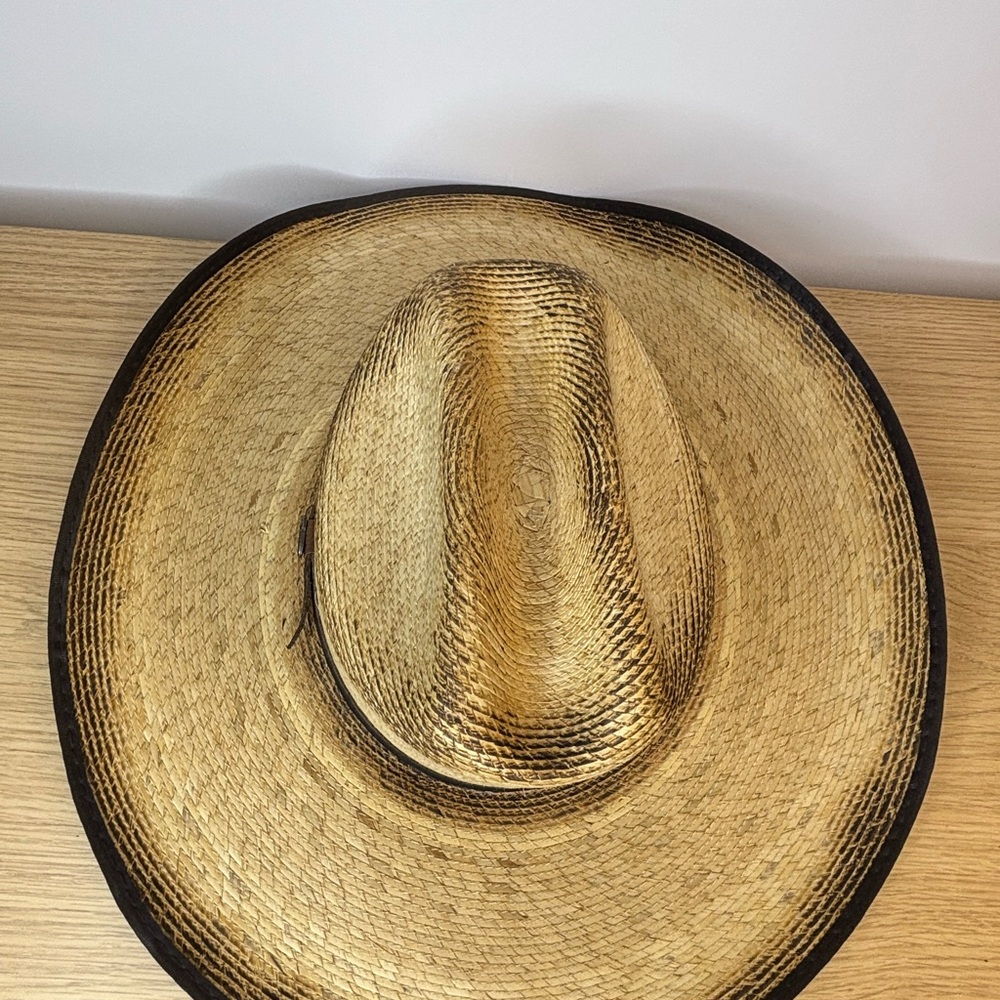 Justin Large Natural Straw Hat with Brown Leather Accent - Picture 6 of 10